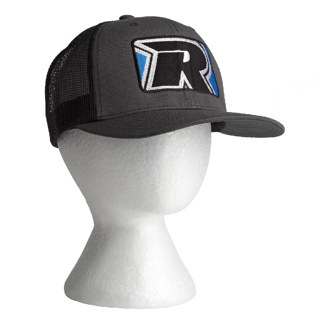 Reedy Trucker Hat, Curved Bill - Charcoal/Black - Click Image to Close