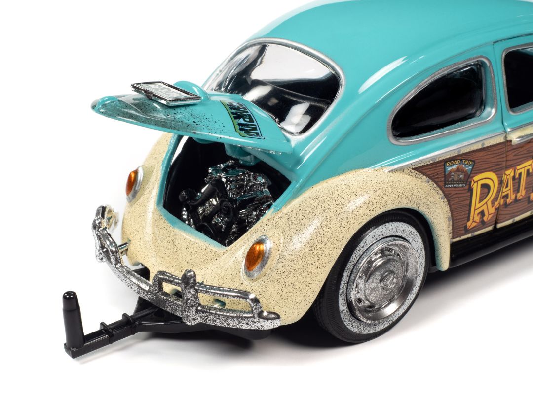 Auto World 1/24 Rat Fink 1966 VW Beetle With Tear Drop Trailer