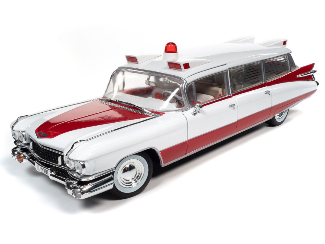 Auto World 1/18 1959 Cadillac Eldorado Ambulance - White & Red