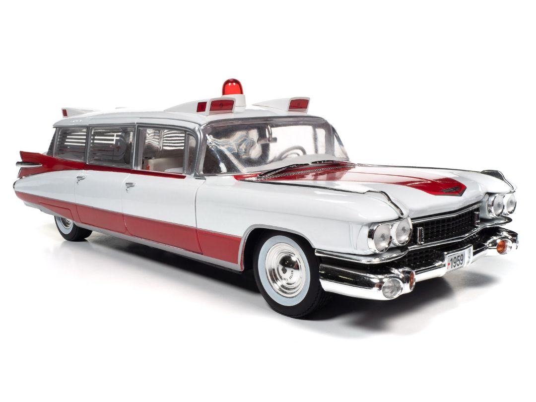 Auto World 1/18 1959 Cadillac Eldorado Ambulance - White & Red