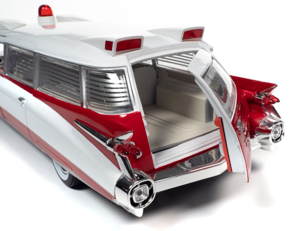 Auto World 1/18 1959 Cadillac Eldorado Ambulance - White & Red