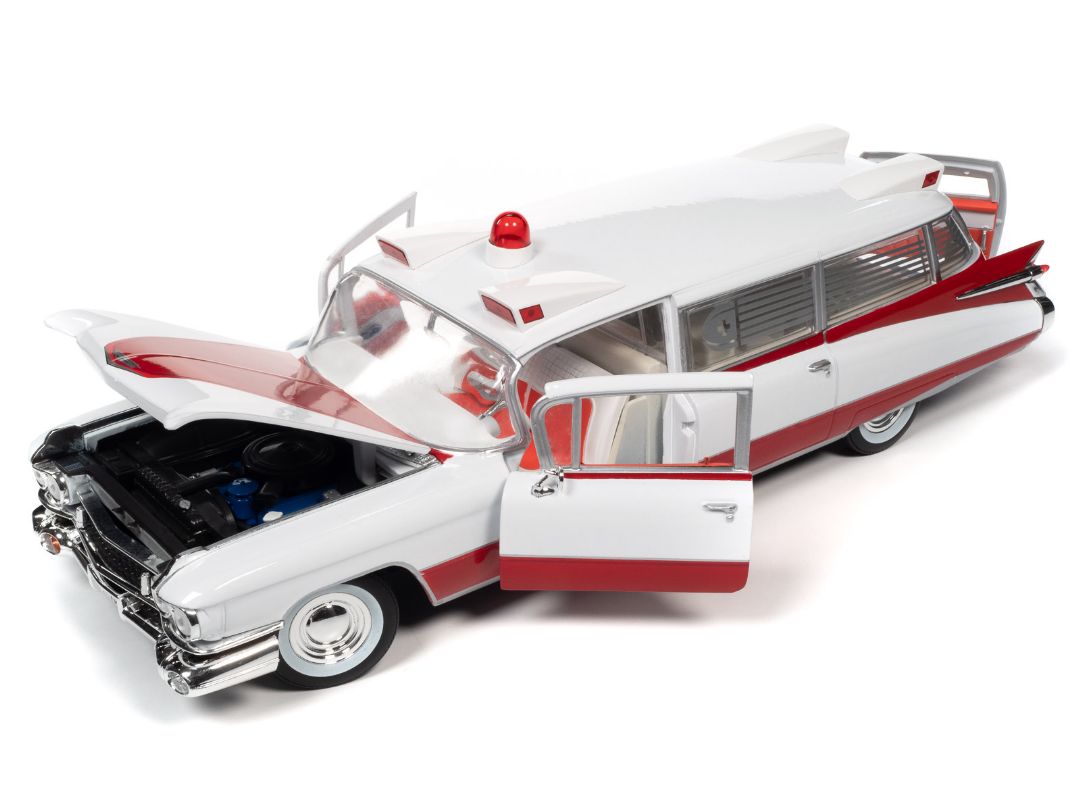 Auto World 1/18 1959 Cadillac Eldorado Ambulance - White & Red