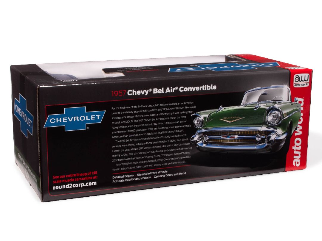 Auto World 1/18 1957 Chevrolet Bel Air Convertible-Metallic Grn