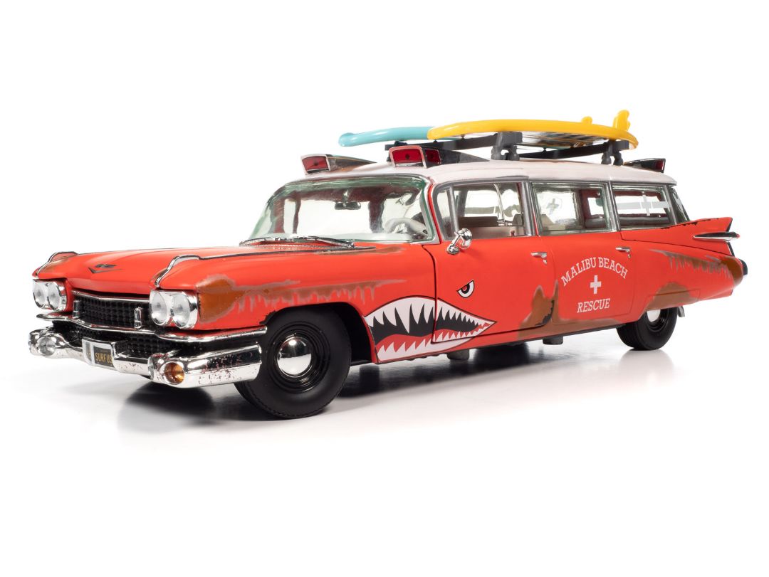 Auto World 1/18 1959 Cadillac Eldorado Ambulance Surf Shark