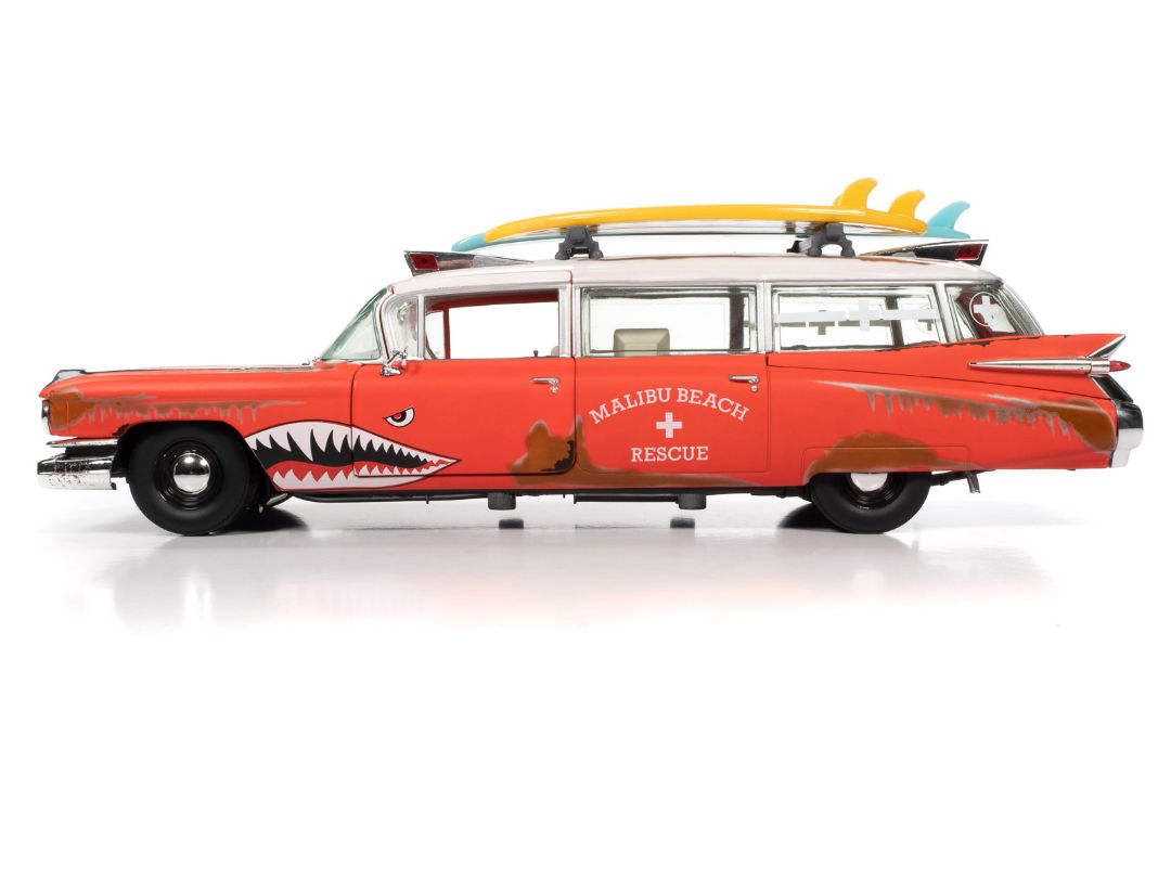 Auto World 1/18 1959 Cadillac Eldorado Ambulance Surf Shark - Click Image to Close