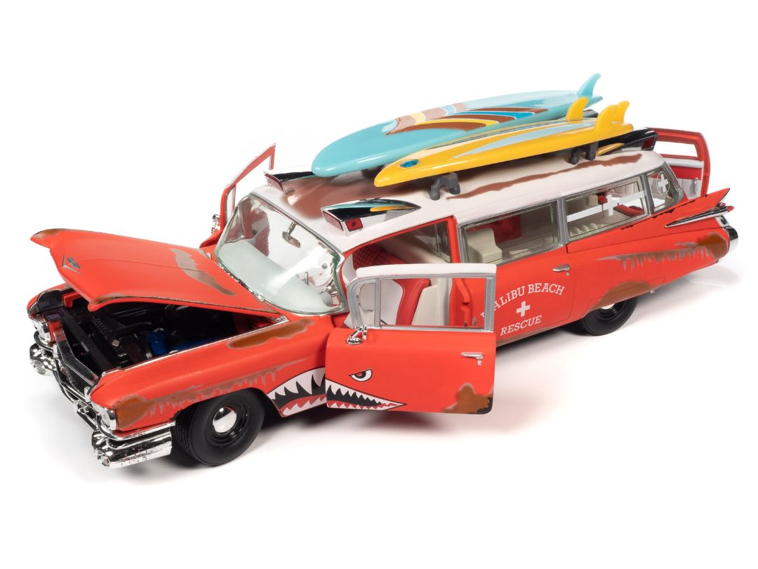 Auto World 1/18 1959 Cadillac Eldorado Ambulance Surf Shark - Click Image to Close