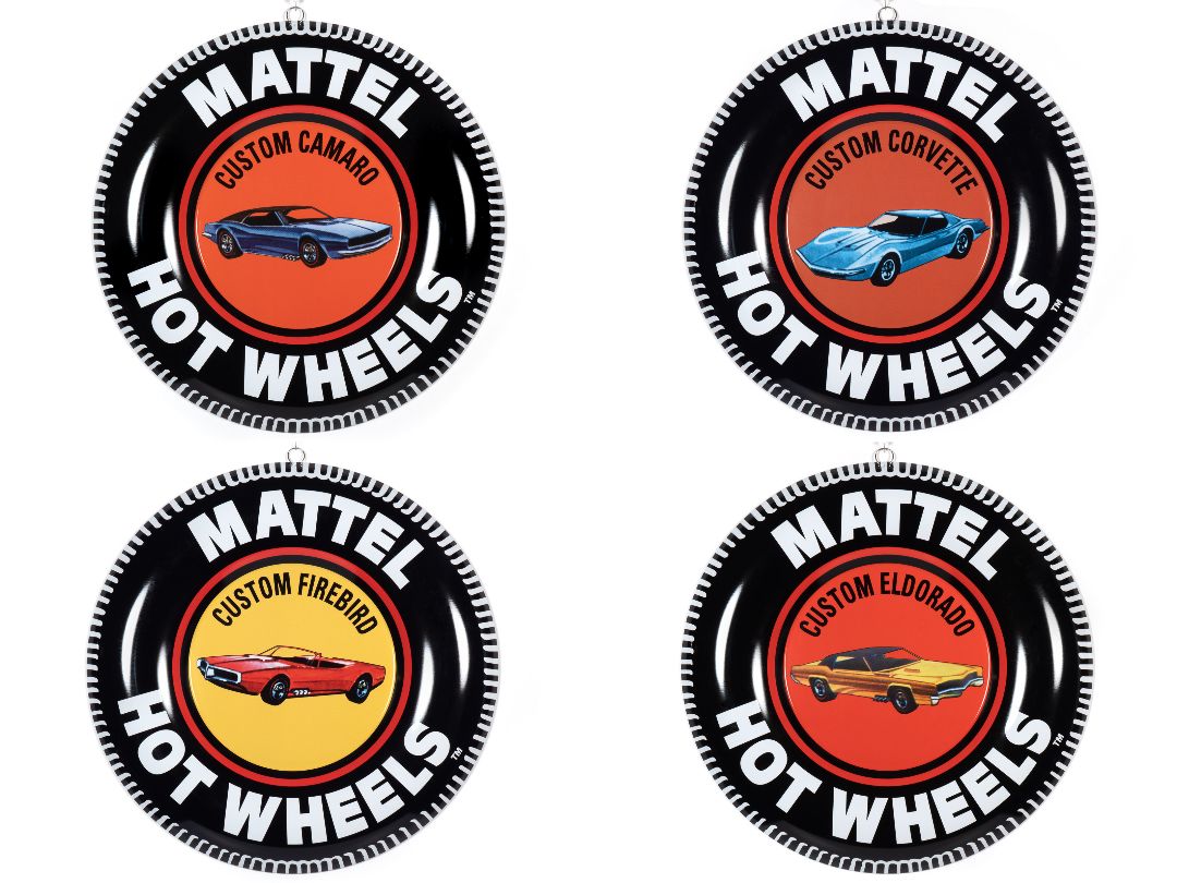 12" Hot Wheels Collector Button Tin Sign Assortment 2021 R1 (12)