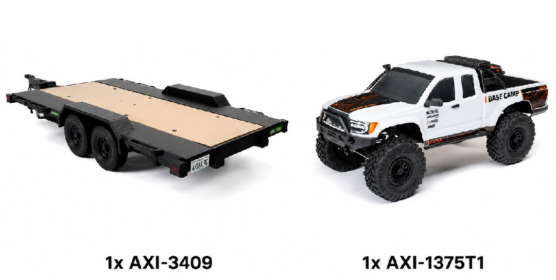 Axial 1/10 SCX10 Flat Bed Vehicle Trailer and AXI-1375T1