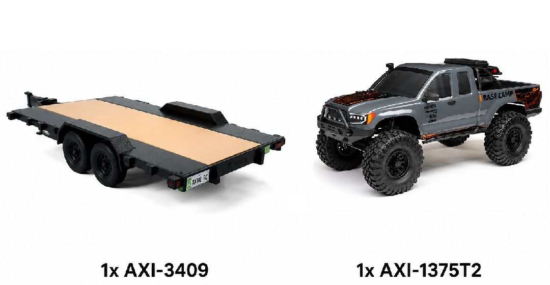 Axial 1/10 SCX10 Flat Bed Vehicle Trailer and AXI-1375T2