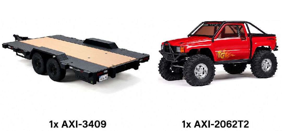 Axial 1/10 SCX10 Flat Bed Vehicle Trailer and AXI-2062T2