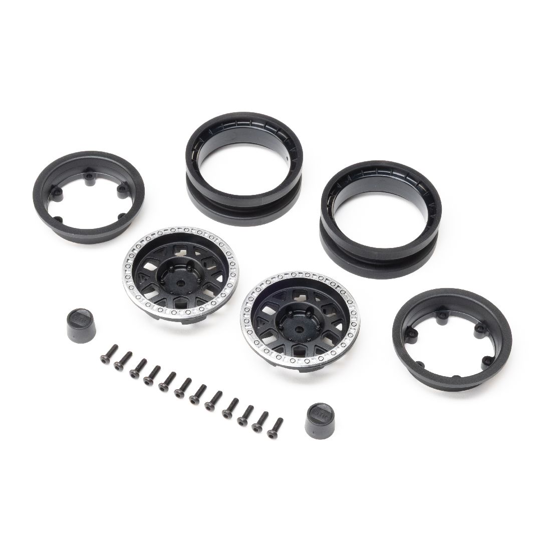Axial 1.9" KMC Mesa Beadlock Wheels (2) - Black & Silver