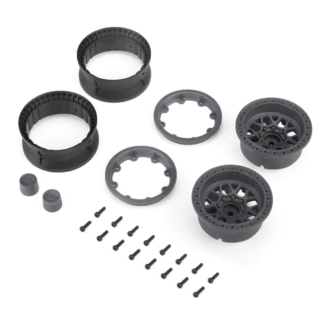 Axial 1.9" KMC Grenede Beadlock Wheels (2) - Grey