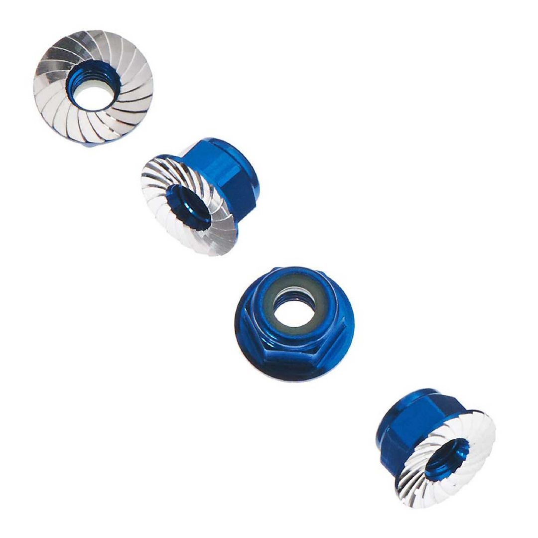 Axial AXA1046 Wheel Nut M4 Serrated Blue (4)