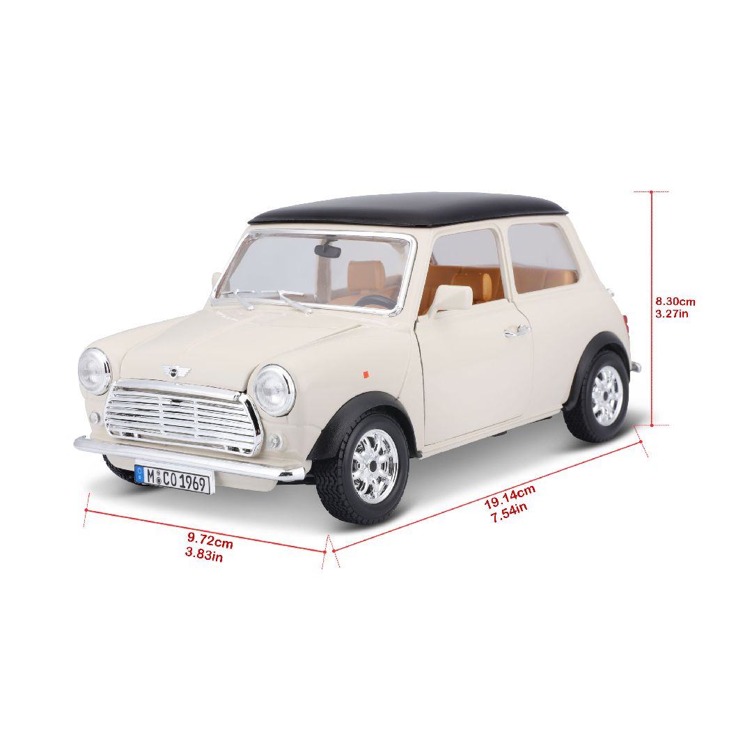 Bburago 1/16 Mini Cooper (1969) - Beige/Black Roof