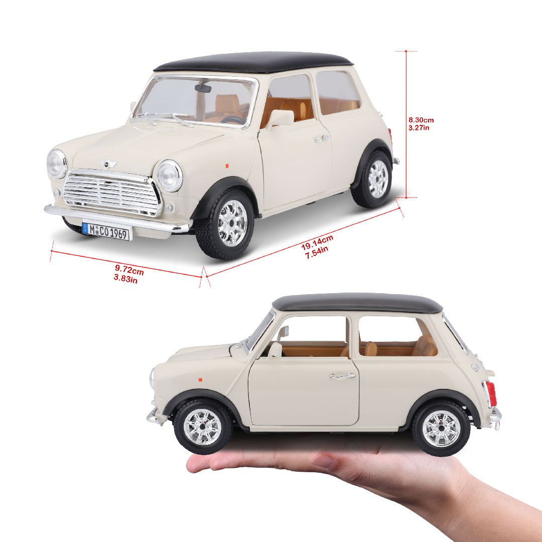 Bburago 1/16 Mini Cooper (1969) - Beige/Black Roof