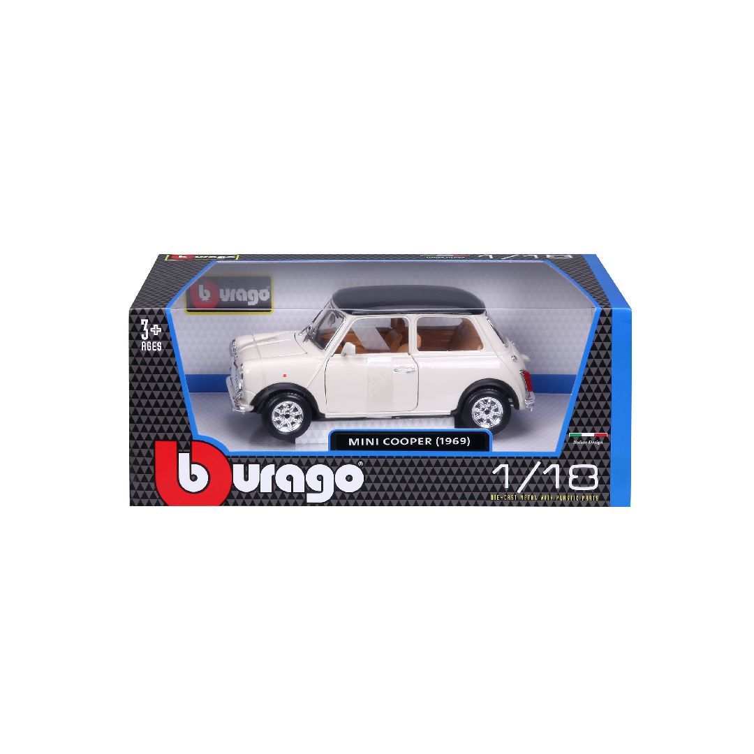 Bburago 1/16 Mini Cooper (1969) - Beige/Black Roof