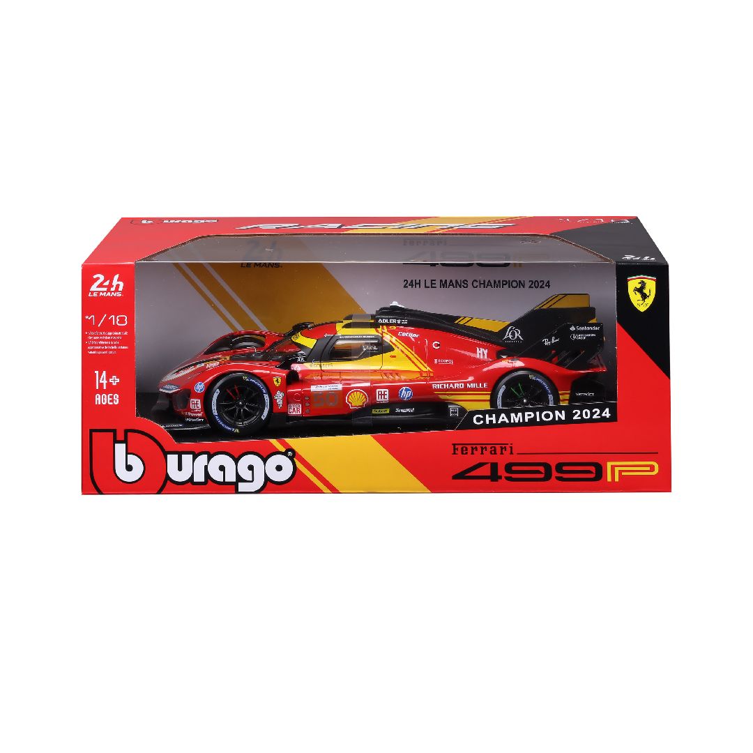 Bburago 1/18 Racing Ferrari 499P 24HLM (2024) - Red #50
