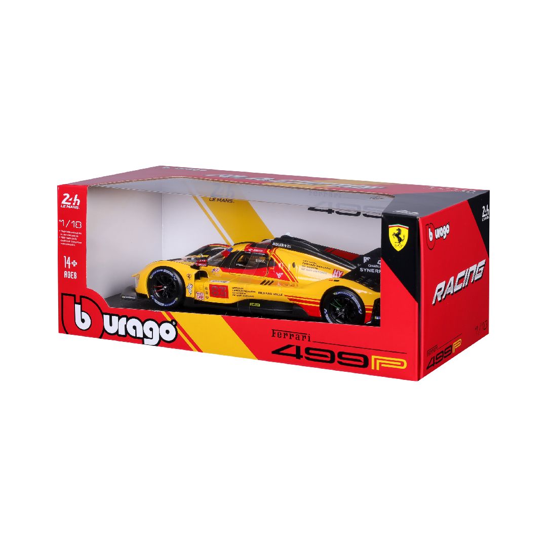 Bburago 1/18 Racing Ferrari 499P 24HLM (2024) - Yellow #83