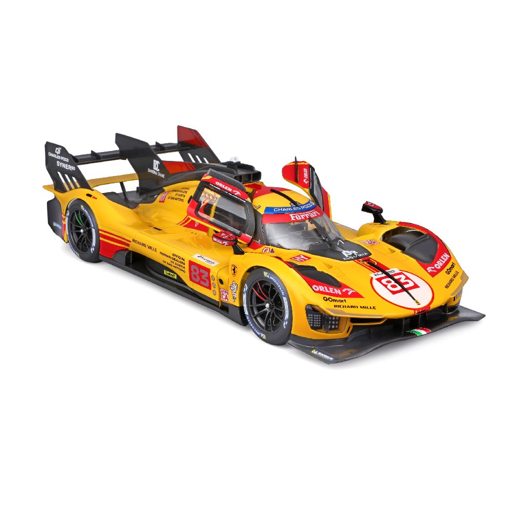 Bburago 1/18 Racing Ferrari 499P 24HLM (2024) - Yellow #83