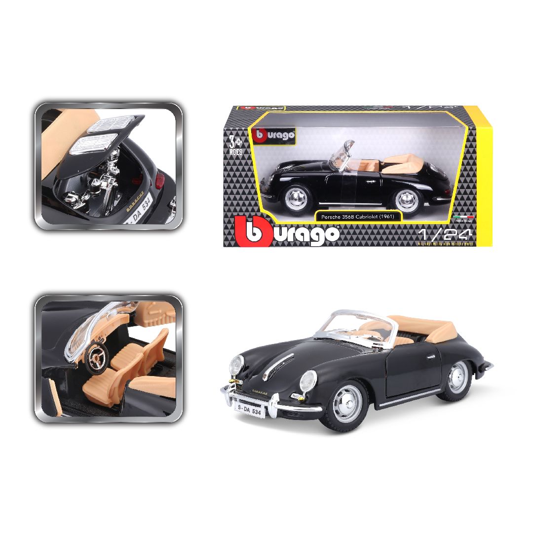 Bburago 1/24 Porsche 356B Cabriolet (1961) - Black