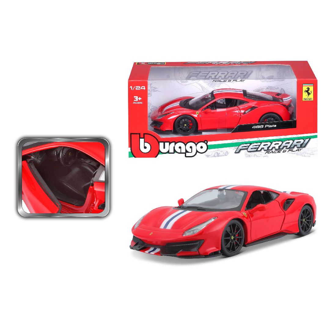 Bburago 1/24 R&P Ferrari 488 Pista (Red) - Click Image to Close