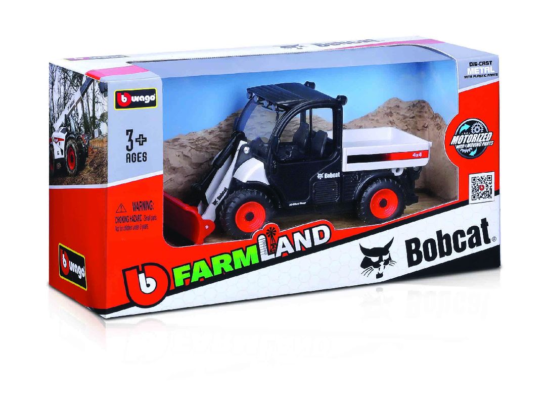 Bburago Farmland 10cm Moto. Bobcat Toolcat 5600 w/ Accessories (2 Styles) (12 Pack)