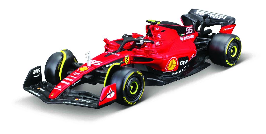 Bburago 1/43 Ferrari SF-23 (2023) w/ driver (Sainz #55) - Click Image to Close