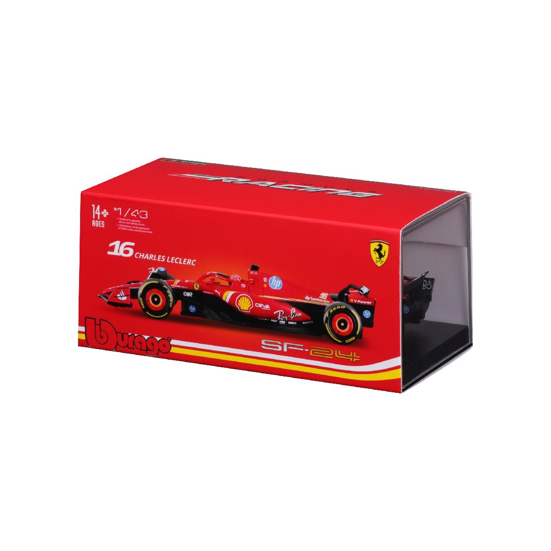 Bburago 1/43 Ferrari Season Car w/ driver (2024) (Leclerc #16)