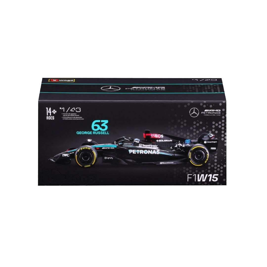 Bburago 1/43 F1 Mercedes W15 w/helmet (2024) - Russell #63