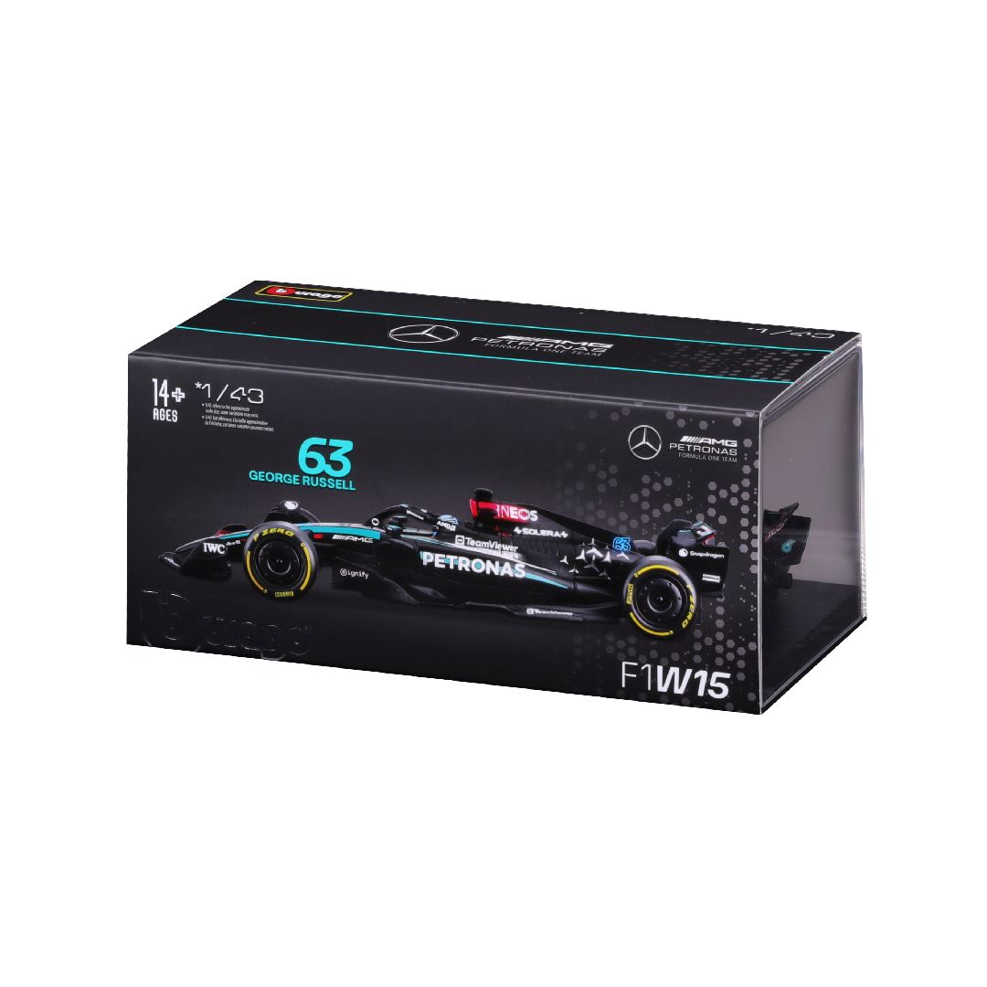 Bburago 1/43 F1 Mercedes W15 w/helmet (2024) - Russell #63