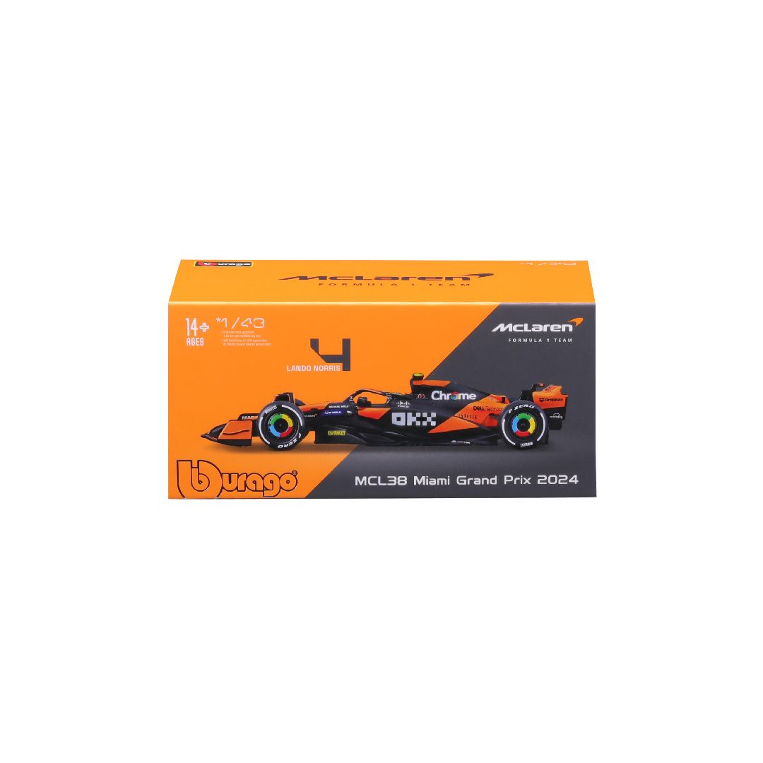 Bburago 1/43 F1 McLaren MCL38 w/ helmet (2024) - Norris #4