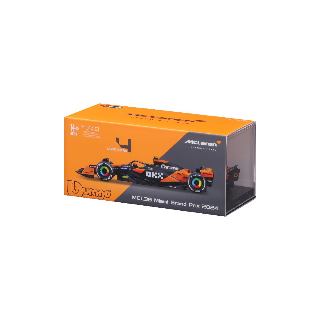 Bburago 1/43 F1 McLaren MCL38 w/ helmet (2024) - Norris #4
