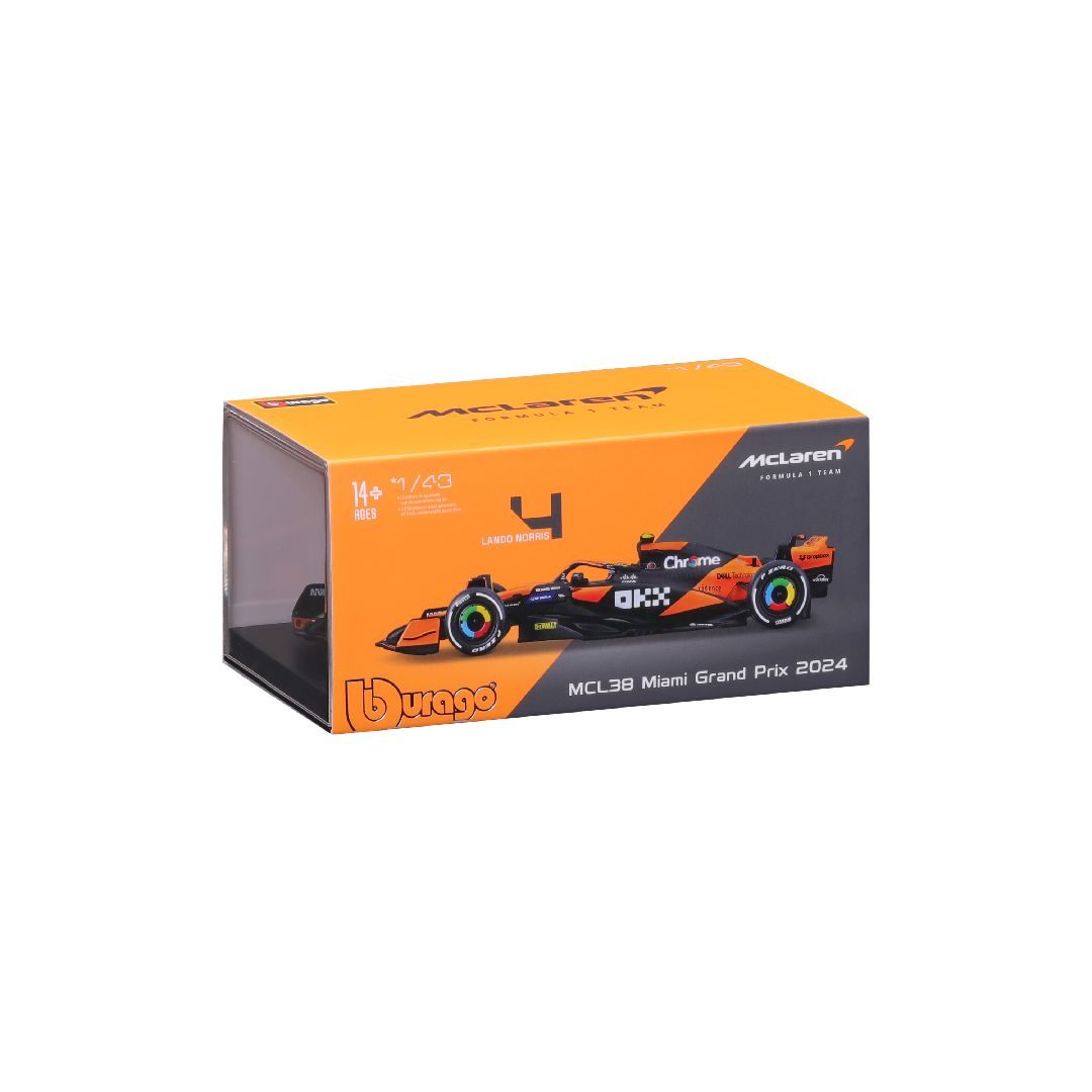 Bburago 1/43 F1 McLaren MCL38 w/ helmet (2024) - Norris #4
