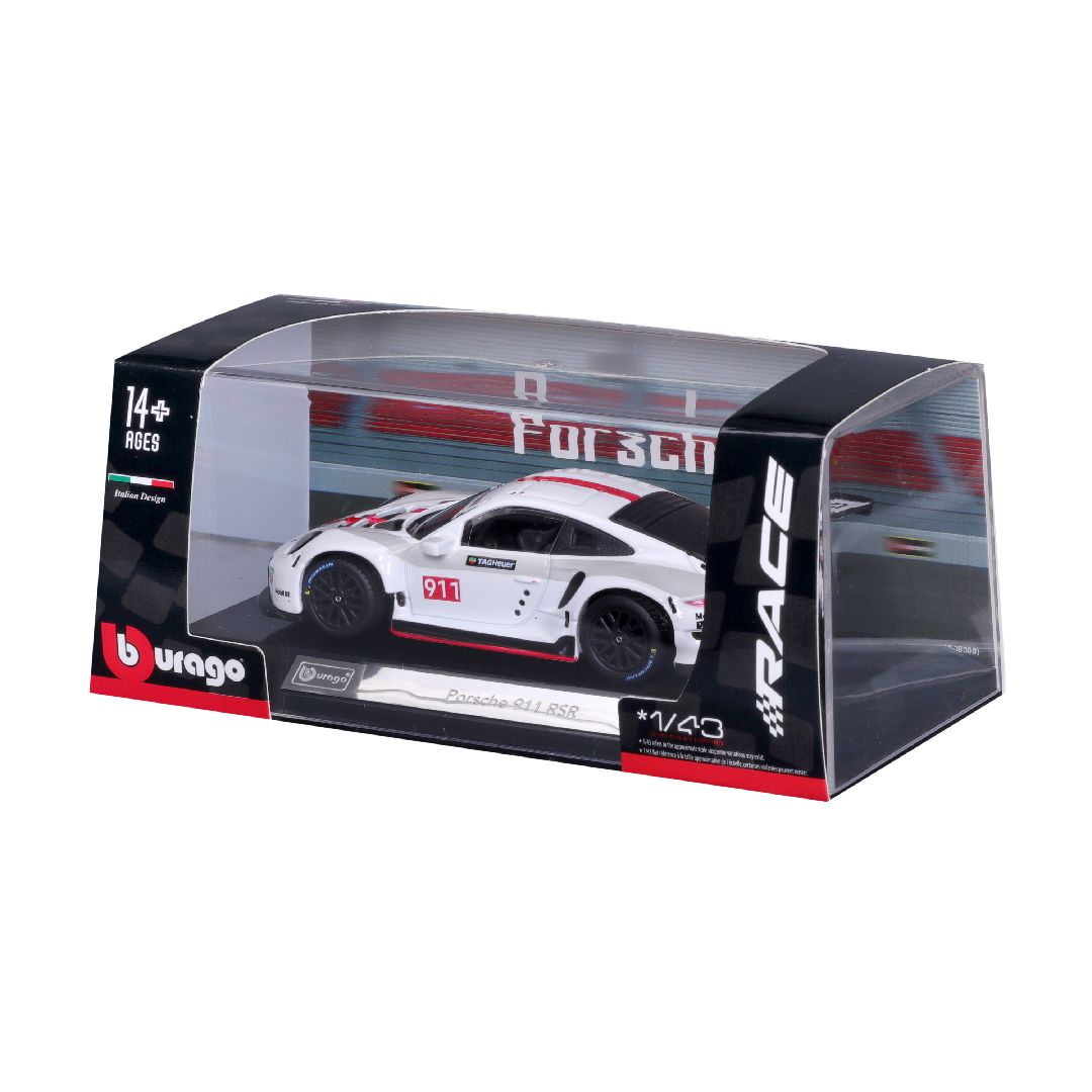 Bburago 1/43 Race Porsche 911 RSR - White