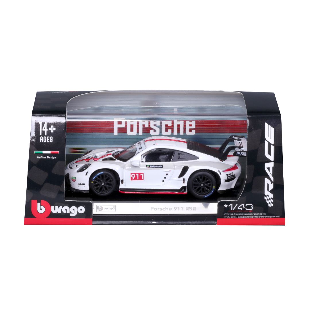 Bburago 1/43 Race Porsche 911 RSR - White