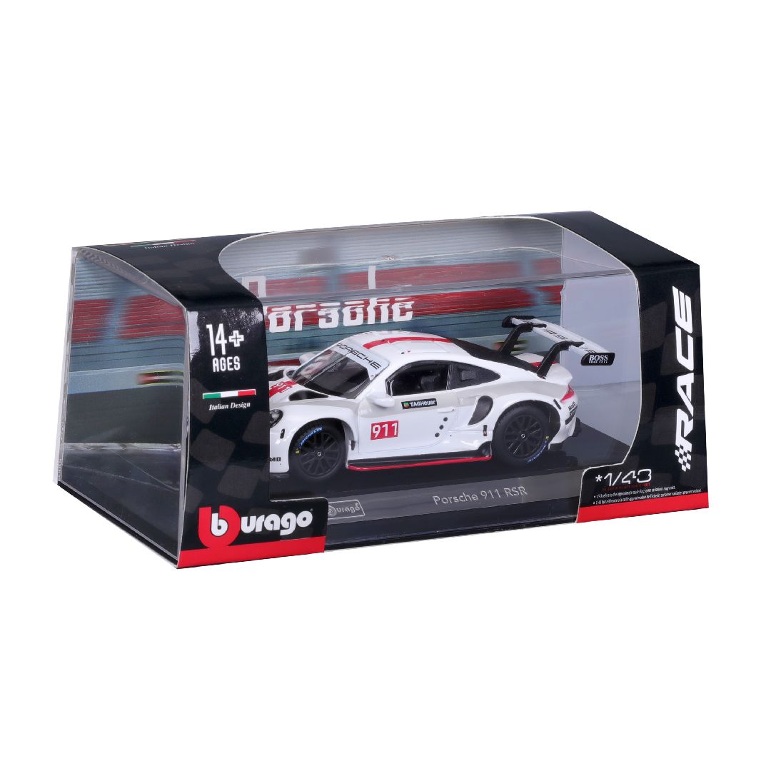 Bburago 1/43 Race Porsche 911 RSR - White