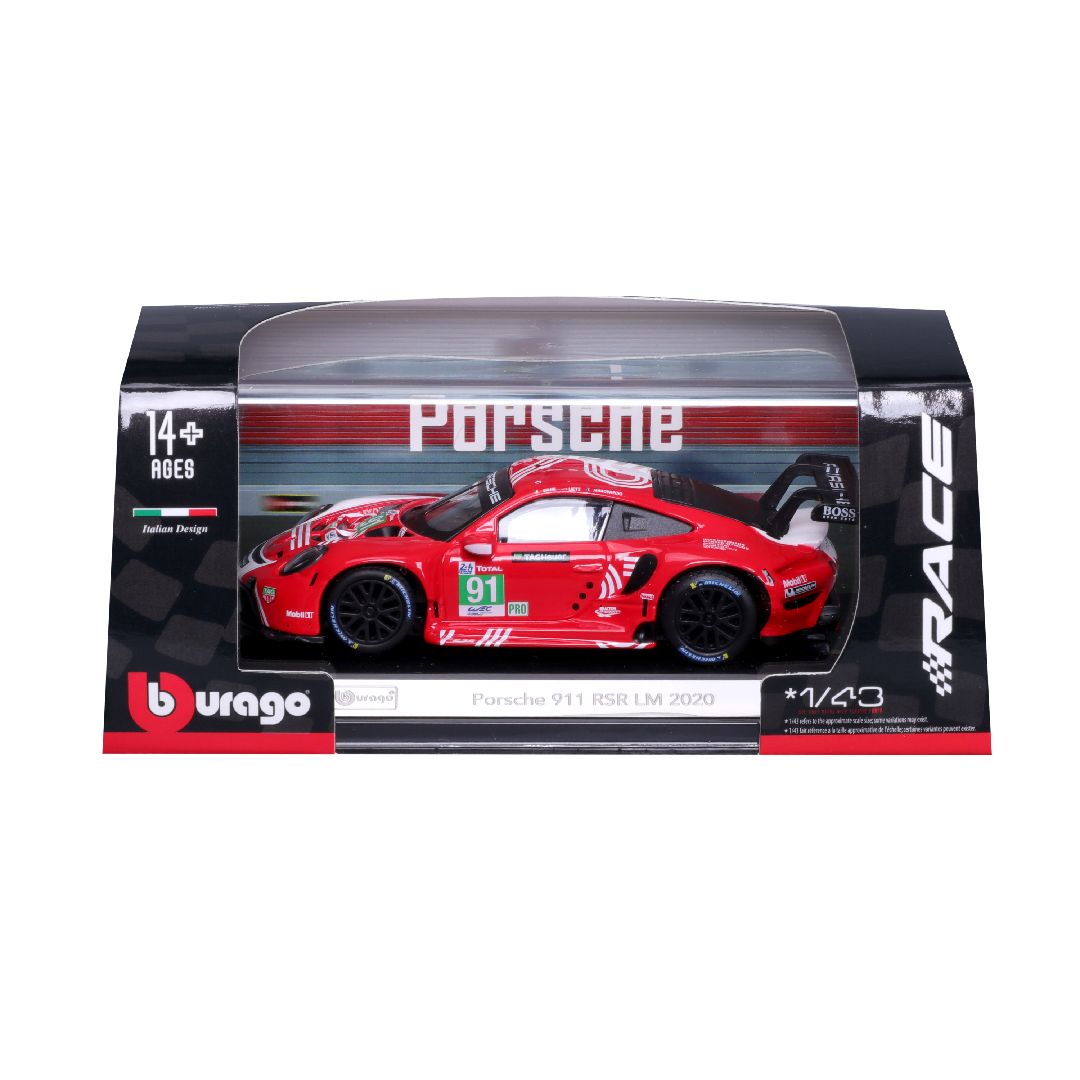 Bburago 1/43 Race Porsche 911 RSR 2020 - Red #91