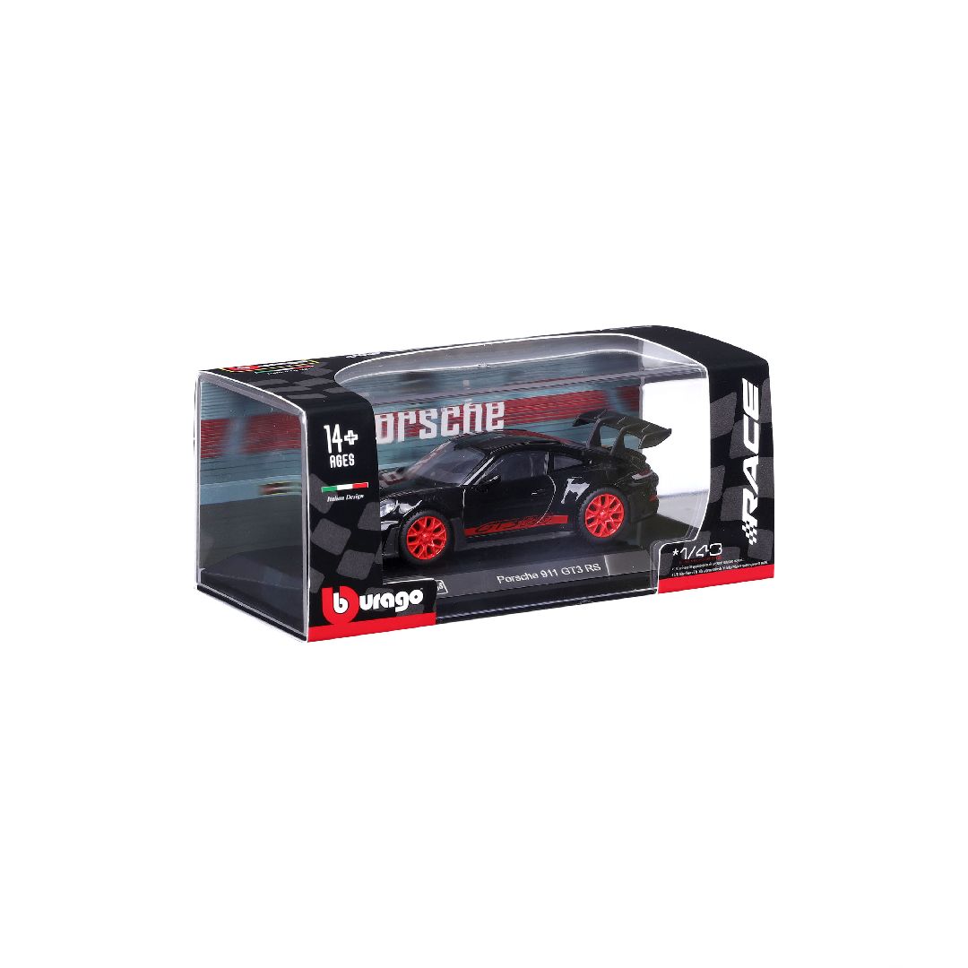 Bburago 1/43 Race Porsche 911 GT3 RS - Black w/ Red Text
