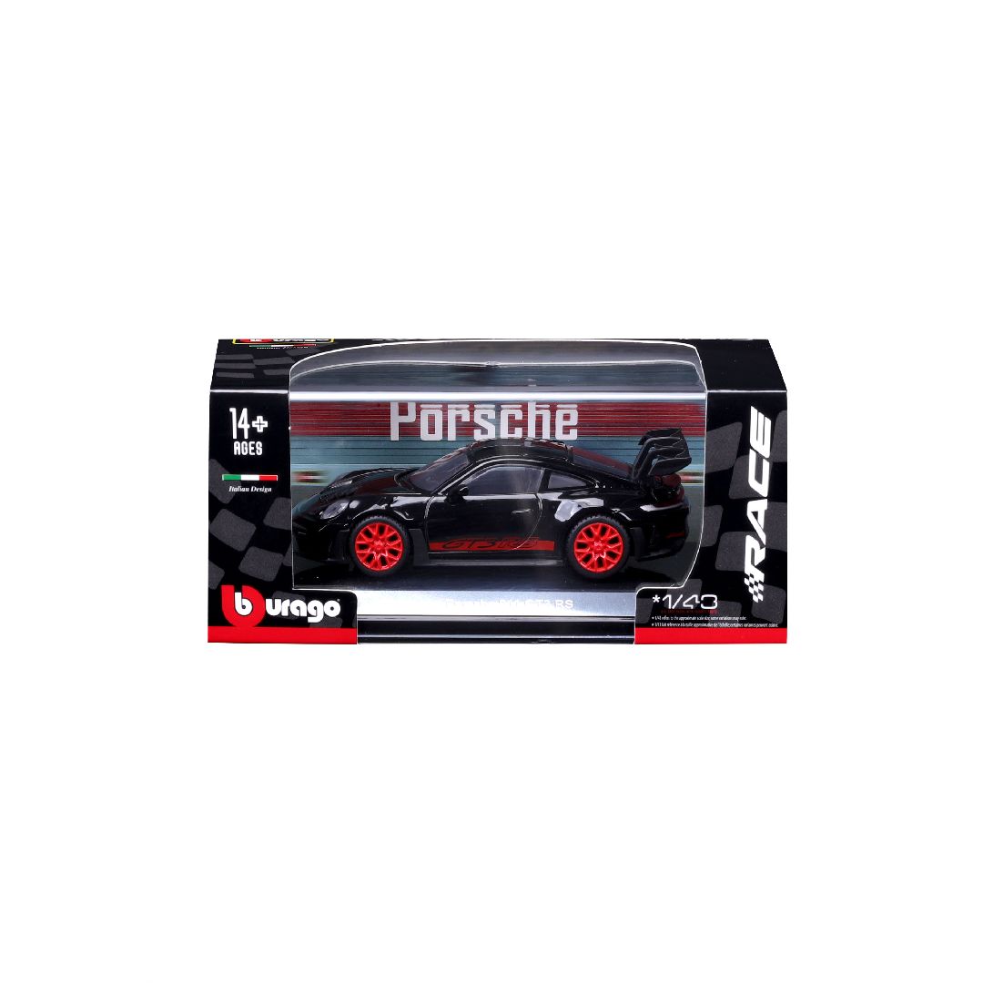 Bburago 1/43 Race Porsche 911 GT3 RS - Black w/ Red Text
