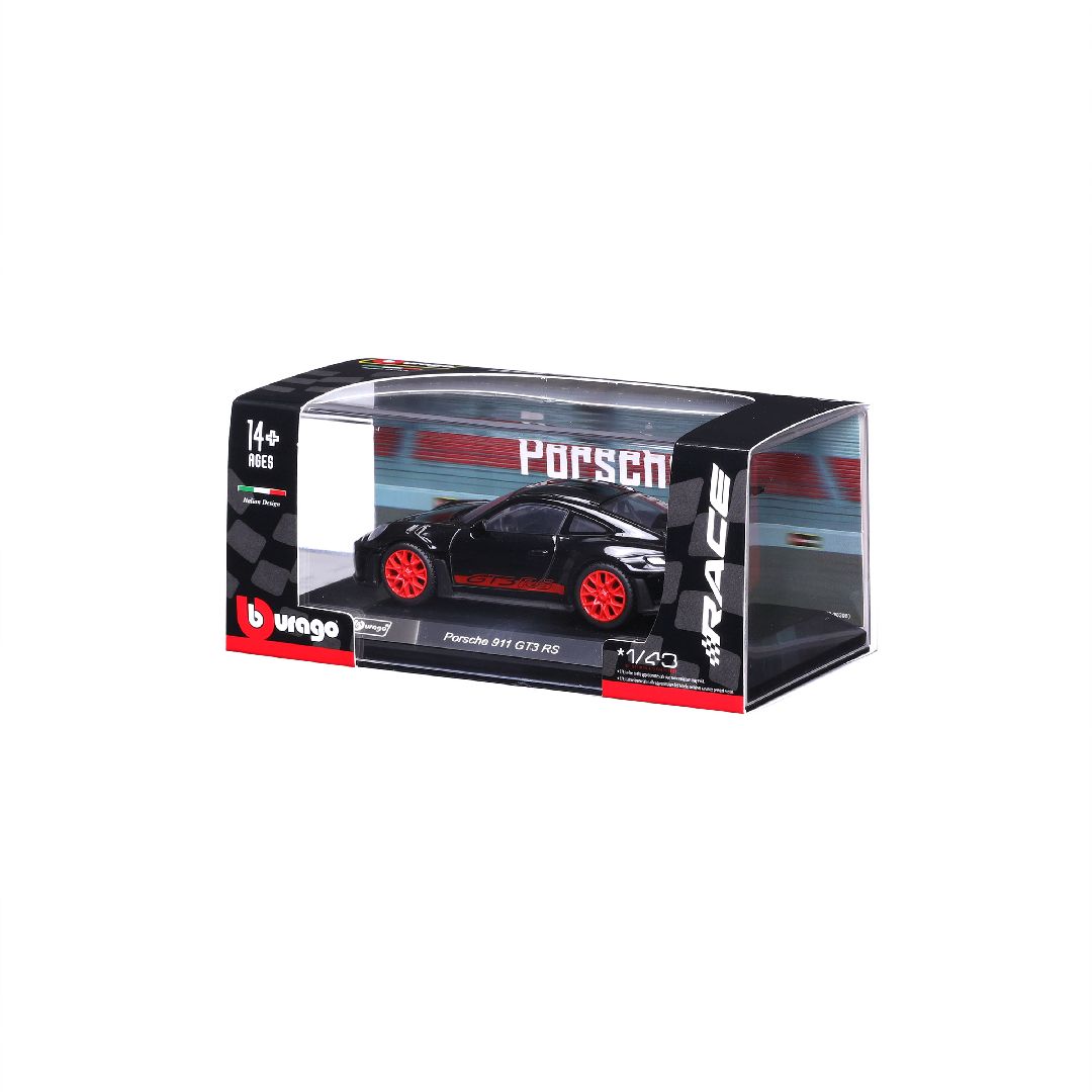 Bburago 1/43 Race Porsche 911 GT3 RS - Black w/ Red Text