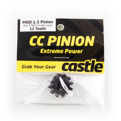 Castle Mod 1.5 Hardened Steel Pinion 8mm Bore 12T - Click Image to Close