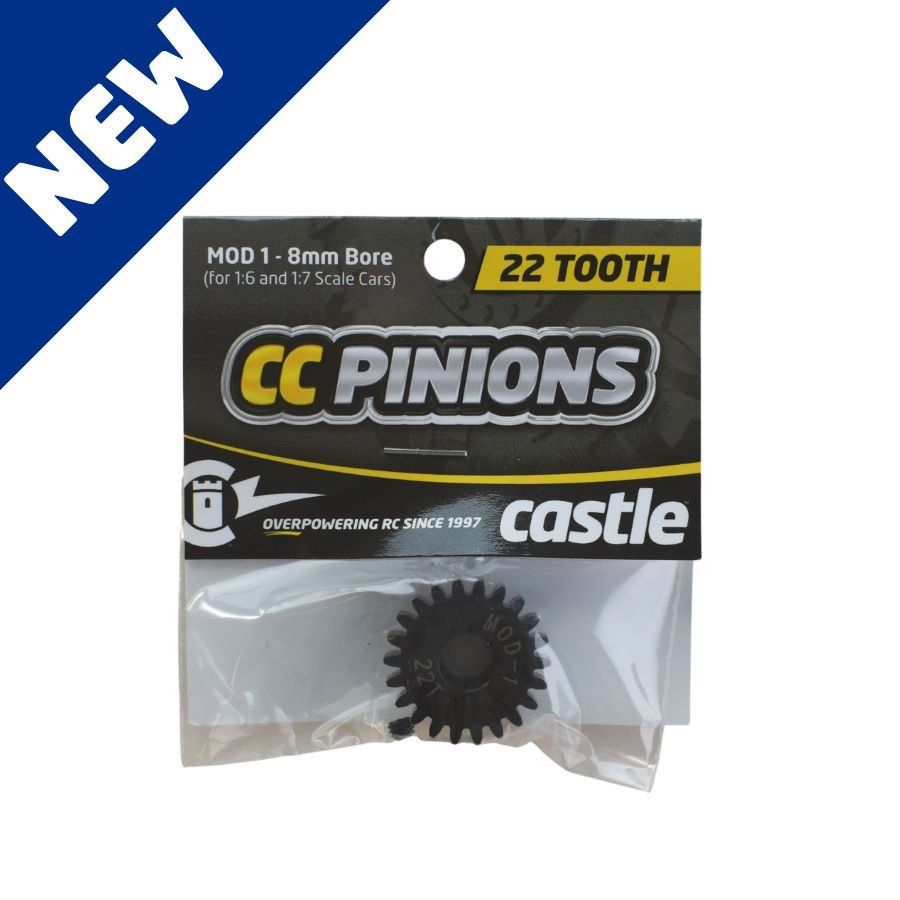 Castle CC Pinion 22T-Mod 1 8mm Bore For 1/6 and 1/7 Scale Cars