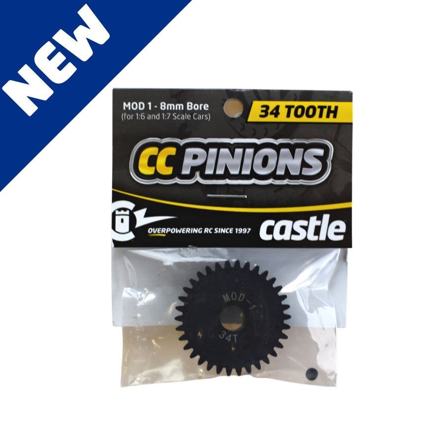 Castle CC Pinion 34T-Mod 1 8mm Bore For 1/6 and 1/7 Scale Cars