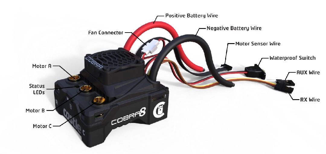 Castle Creations Cobra 8 ESC, 25.2V ESC - Click Image to Close