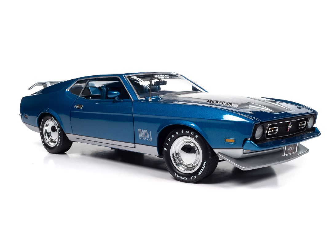 Damaged Box - American Muscle 1/18 1971 Mustang Mach 1, Blue