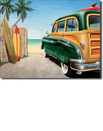 Retro Beach Woody - Rectangular Tin Sign