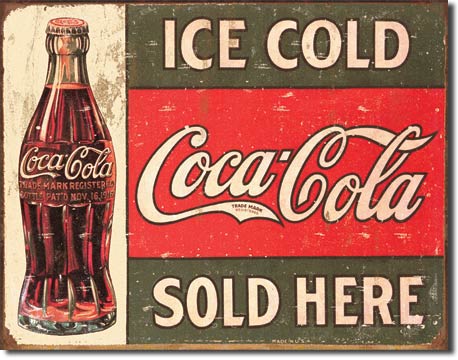 Ice Cold Coca-Cola Sold Here - Rectangular Tin Sign