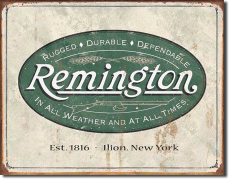 Remington Weathered Logo - Rectangular Tin Sign
