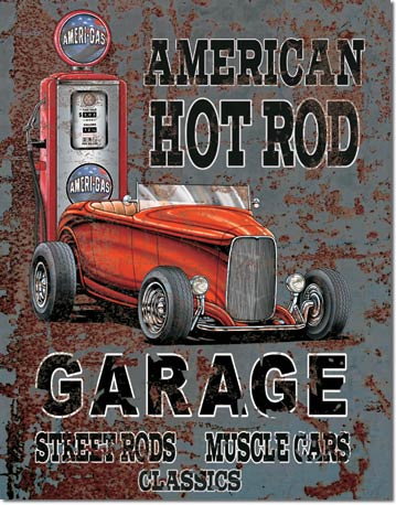 American Hot Rod Garage - Rectangular Tin Sign