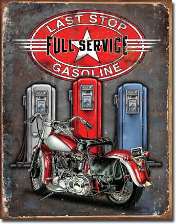 Last Stop Gasoline Full Service - Rectangular Tin Sign